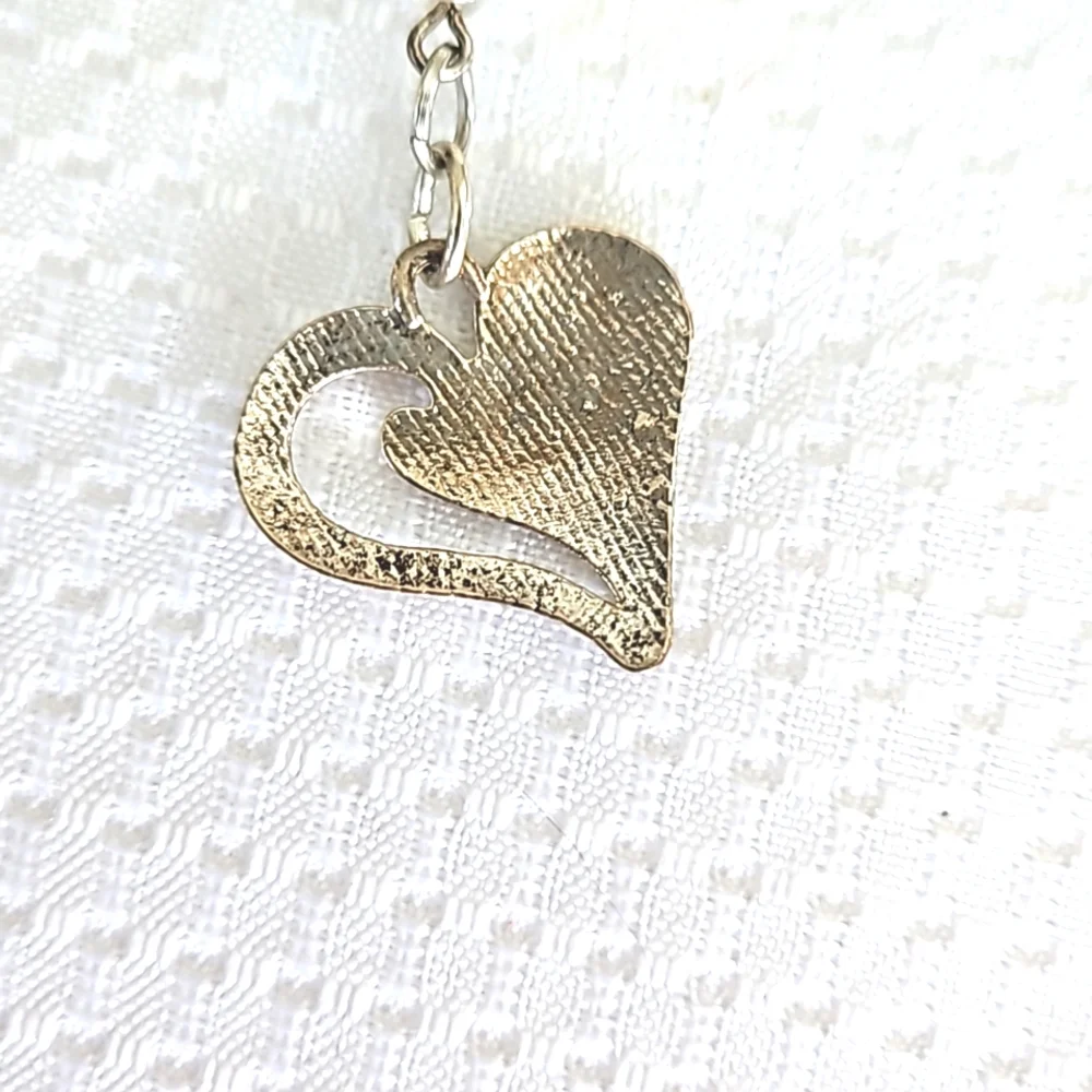 Faith And Love Silver Toned Cross And Heart Keychain Keyring Handmade